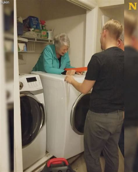 Woman Gets Stuck Behind Dryer 😂 Laundry Machine Washing Machine Dryer Home