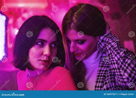 couple friends girl in nightclub stock image image of event couple 266973611
