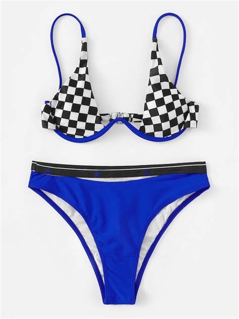 Random Checker Bikini Set Shein Sheinside Bikinis Print Bikini My Xxx Hot Girl