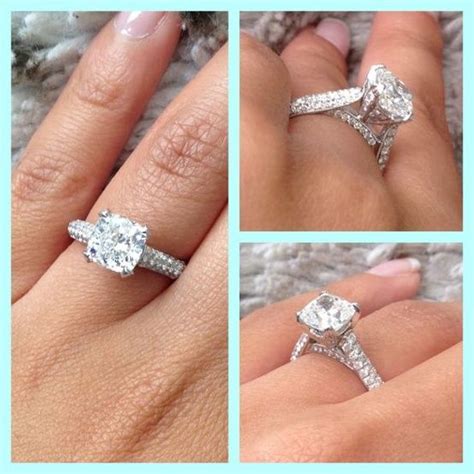 2 Carat Cushion Cut Micro Pave Engagement Ring Gorgeous Micro Pave