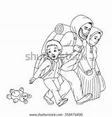Immigrant Sketch Refugee Refugees Drawn Hand Man Mother Boy Little Vector Coloring Pages Shutterstock Template Family sketch template