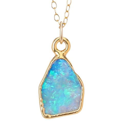 Gold Raw Opal Necklace Raw Opal Pendant Necklace October Etsy