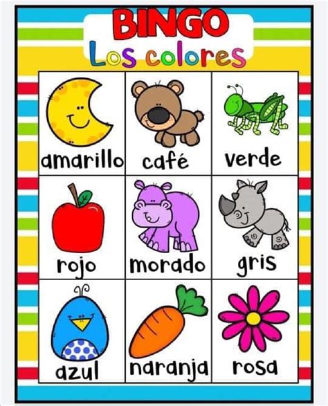 Bingo Para Trabajar Los Colorespage 0007 Orientación Andújar