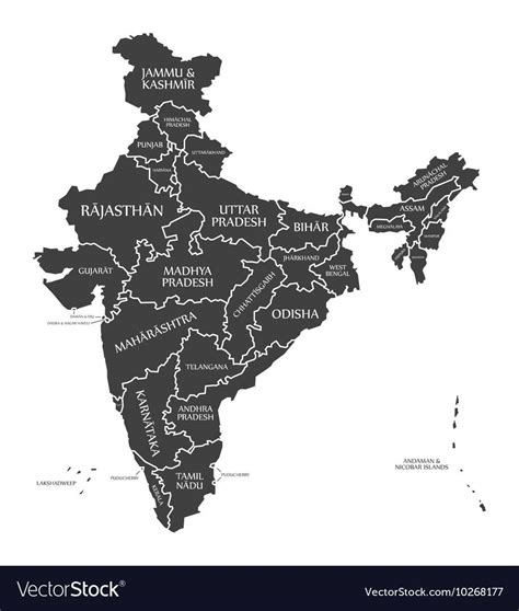 India Map With Labels Black Download A Free Preview Or High Quality