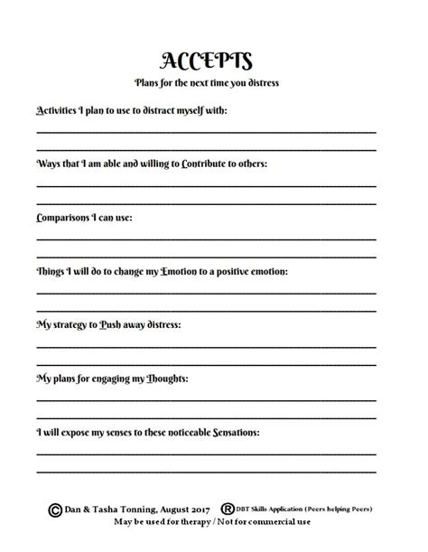 Dbt Accepts Skills Plan Worksheet For Groups