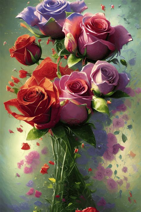 Modern Abstract Floral Roses 3d Art · Creative Fabrica