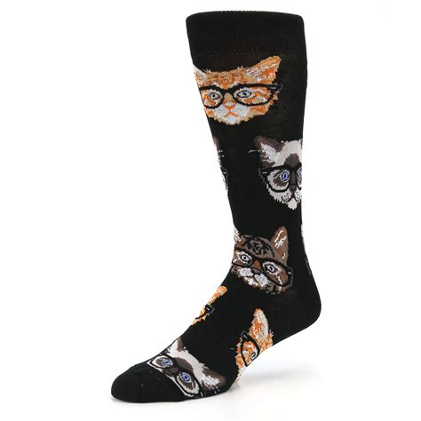 Free delivery on prime imported. Hipster Cat Socks - Novelty Dress Socks for Men | boldSOCKS