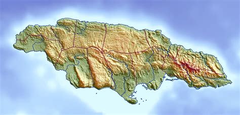 Large Relief Map Of Jamaica Jamaica North America Mapsland Maps