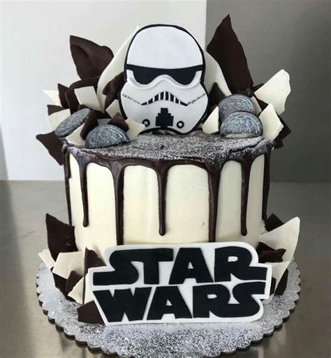 Star Wars Cake White Buttercream With Dark Chocolate Drip Star Wars