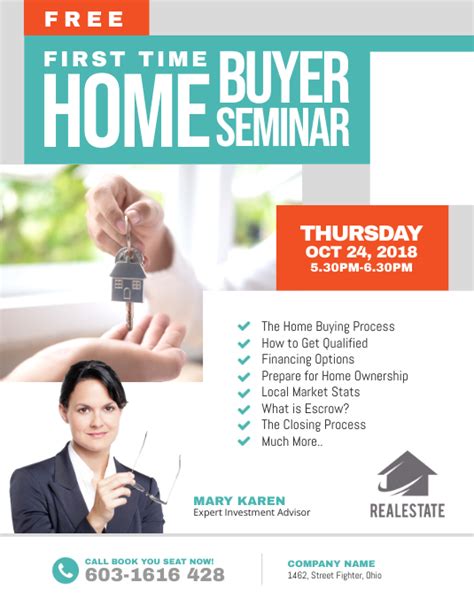 Copy Of First Time Home Buyer Seminar Flyer Postermywall