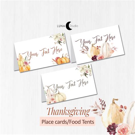 Printable Thanksgiving Name Place Cards Thanksgiving Food Etsy