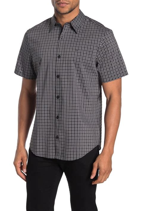 Calvin Klein Short Sleeve Plaid Print Regular Fit Shirt Nordstrom Rack