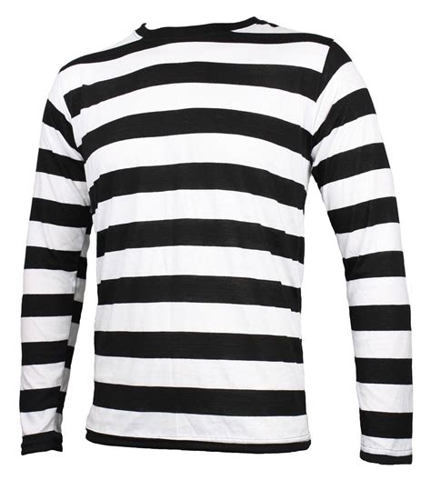 Nyc Long Sleeve Punk Goth Pierrot Mime Stripe Striped Shirt Black White