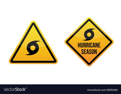 Hurricane Weather Alert Warning Signs Labels Vector Image
