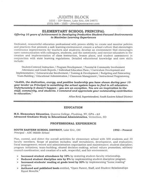 school administrator principals resume sample school