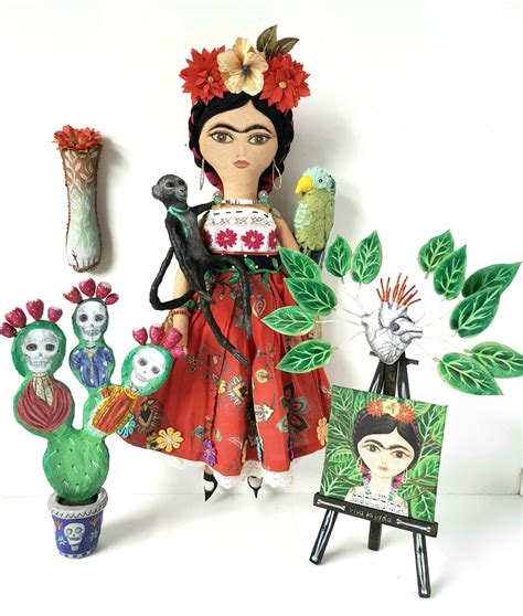 Frida Kahlo Doll Textile Sculpture Heirloom Doll With Etsy
