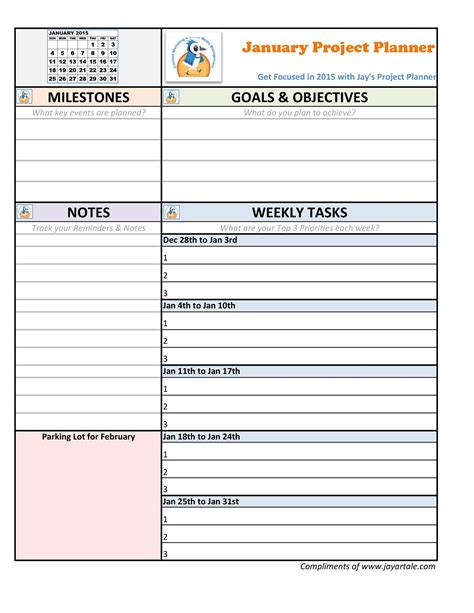 Free Printable Project Planner Template