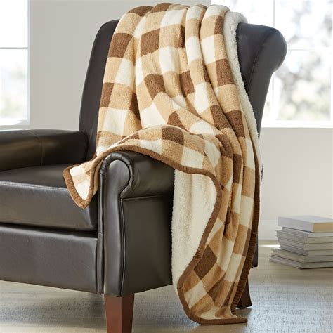 Better Homes And Gardens Printed Sherpa To Sherpa Throw Blanket Beige