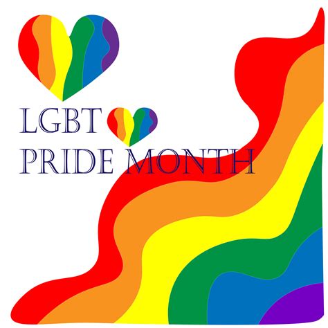 banner of the month of happy pride with heart of striped lgbt colored ribbon lgbt pride month