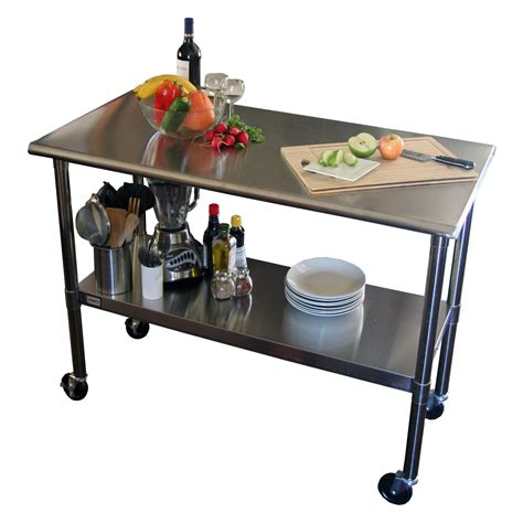 Trinity Ecostorage 48 In Nsf Stainless Steel Prep Table With Wheels