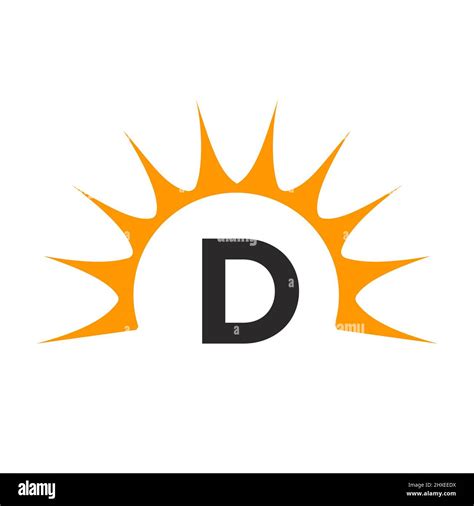 Sun Logo On Letter D Concept Sun Icon Vector Design With D Letter