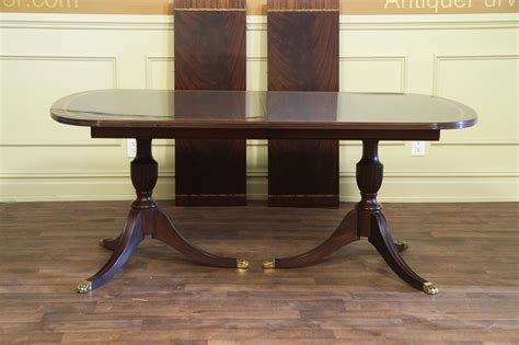 Antique Style Double Pedestal Mahogany Dining Table For Sale