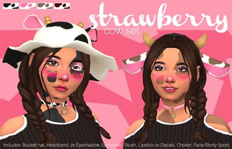 Strawberry Cow Set Bellassims On Patreon Sims 4 Sims Sims 4