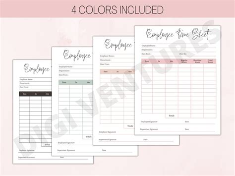 Employee Time Sheet Editable Template Work Schedule Tracker Etsy