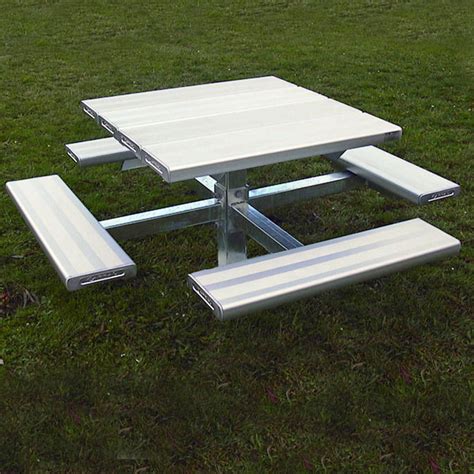Four Sided Aluminium Pedestal Picnic Table Draffin Street Furniture