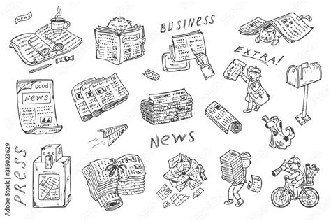 Newspaper Vector Icons Newspapers Set Stacks And Rolls Of Newspapers