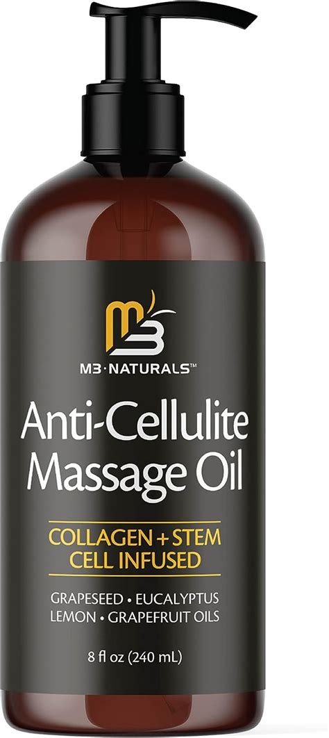M3 Naturals Anti Cellulite Massage Oil All Natural Essential Oils Treatment Firms Tightens Tones
