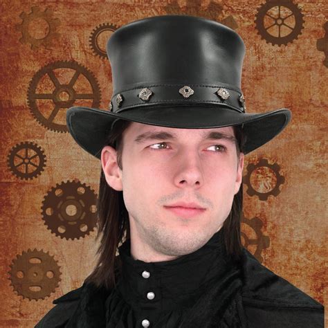 Steampunk Victorian Leather Top Hat