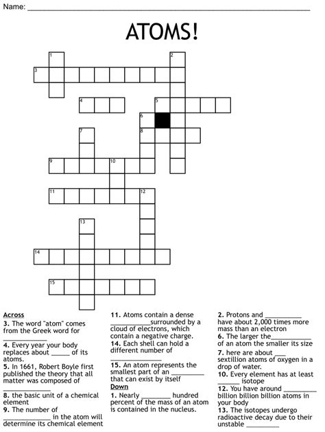 Atoms Crossword Wordmint