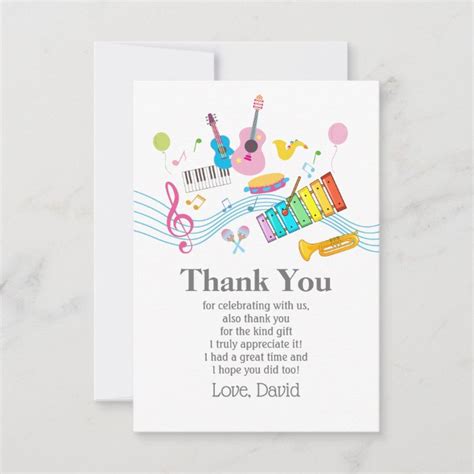 Music Musical Instruments Drum Kids Singing Thank You Card