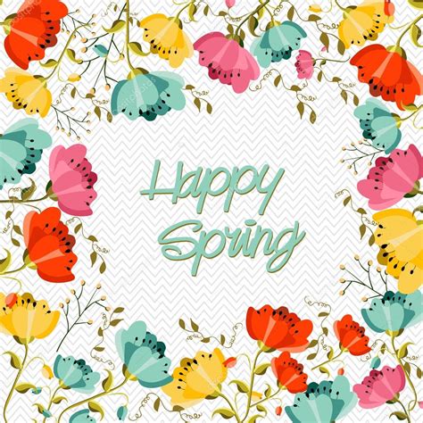 Happy Spring Flower Greeting Card — Stock Vector © Cienpies 44617267