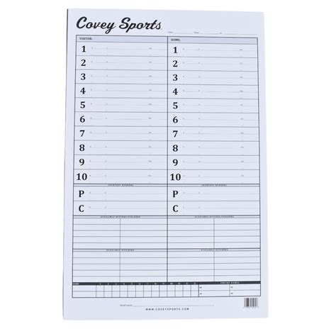 Covey Baseball And Softball Dugout Lineup Card Charts 17x11 Pack Of 25