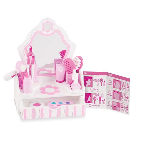 Melissa And Doug Wooden Beauty Salon Play Set With Vanity And Accessories