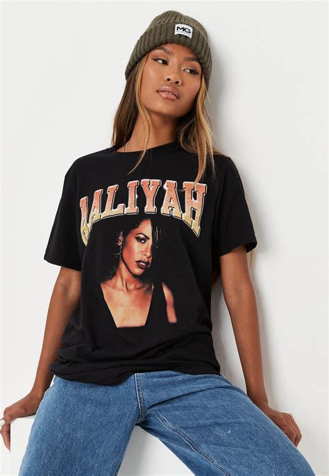 Black Aaliyah Graphic Oversized T Shirt Missguided