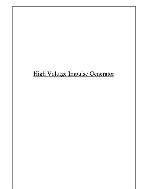 High Voltage Impulse Generator Pdf Capacitor Voltage