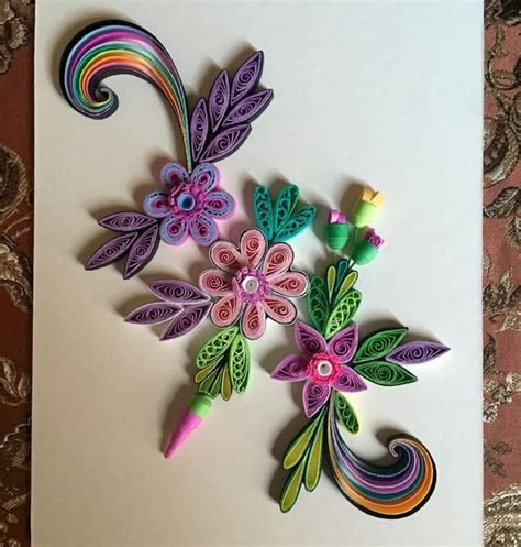 Flower Designframed Handmade Quilling Paper Quilled Art Etsy