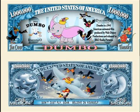 Dumbo Ticket Million Dollar Us Cartoon Walt Disney Circus Elephant