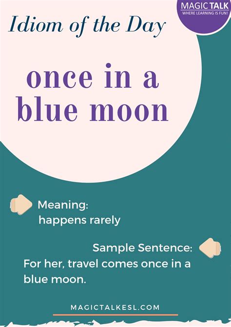 Idiom Once In A Blue Moon Learning English Is Fun Idioms Learn
