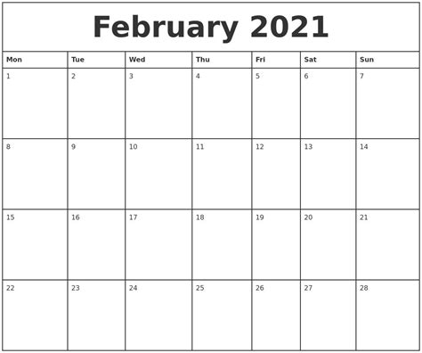 2021 Monthly Calendar Printable Word 2021 Printable Monthly Calendar