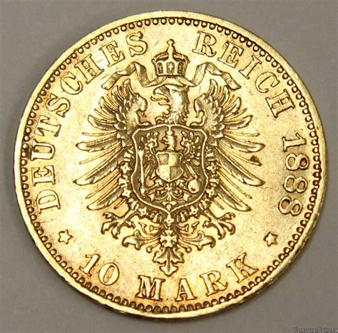 1888 A Germany Prussia Wilhelm 10 Mark Gold Coin Professional Dealers