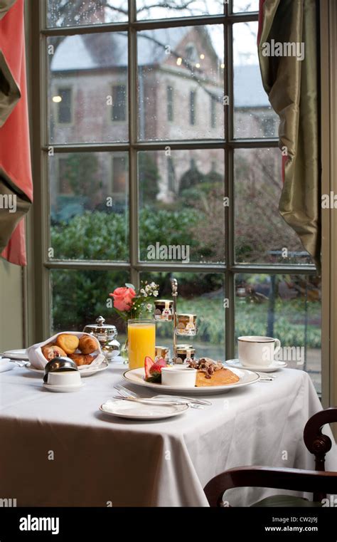 Fine Dining Table Set With Dishes In Williamsburg Va Stock Photo Alamy