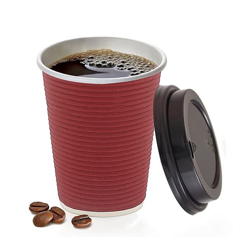Paper Coffee Cups Disposable Insulated Hot Togo Cups With Lids 12 Oz