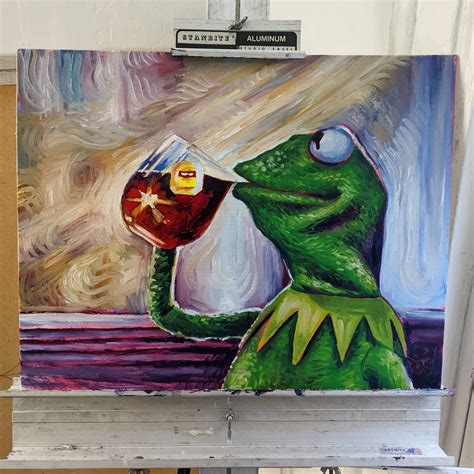 I Paint Silly Memes For A Living This Is Kermit The Frog Drinking Tea