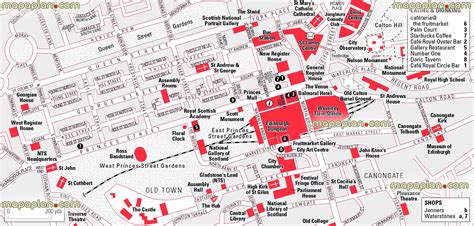 Edinburgh Map Princess Street Guide Map Showing Best Destinations To