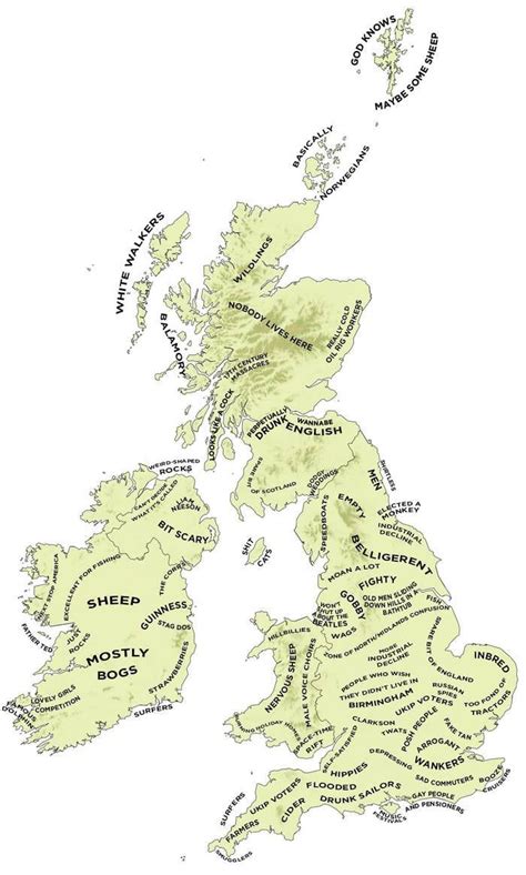 The Definitive Stereotype Map Of Britain And Ireland British Things