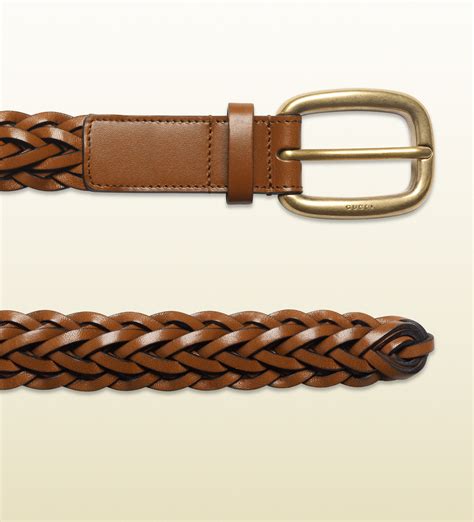 Lyst Gucci Hand Braided Leather Belt In Brown